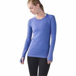 Lululemon Swiftly Tech Long Sleeve in Heathered Sapphire Blue Womans 2